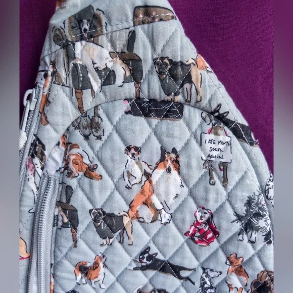 Vera Bradley Dog Print Sling Backpack Crossbody Quilted Bag - Picture 2 of 10
